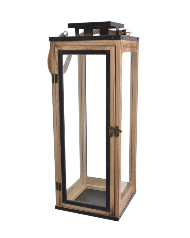 Lucerna dřevo/kov MANGO béžová 50 cm