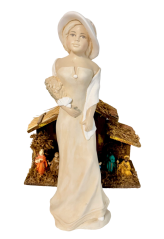 Elegantní dáma v šatech, klobouku a kyticí 45cm