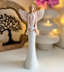 Anděl s lososovým kabátkem a křídly 19cm