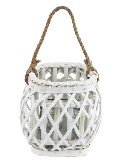 Proutěný svícen bílý 18cm