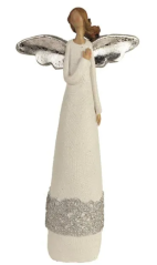 Anděl se stříbrnou krajkou 17cm