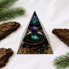 Orgonitová pyramida KOZOROH s obsidiánem a ametystem