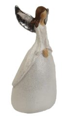 Anděl se stříbrnými třpytkami 17cm