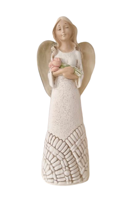 Anděl s kyticí tulipánů 25cm