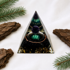 Orgonitová pyramida ŠTÍR s obsidiánem a ametystem