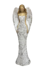 Stříbrný anděl s květovanými šaty 15cm