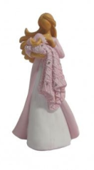 Maminka s dítětem v růžovém kabátku 15cm