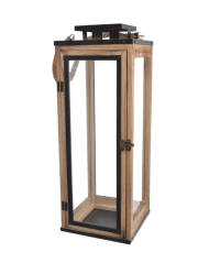Lucerna dřevo/kov MANGO béžová 50 cm
