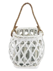 Proutěný svícen bílý 18cm