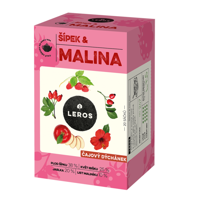Čajový dýchánek ŠÍPEK & MALINA | 20 sáčků