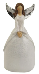 Anděl se stříbrnými třpytkami 17cm