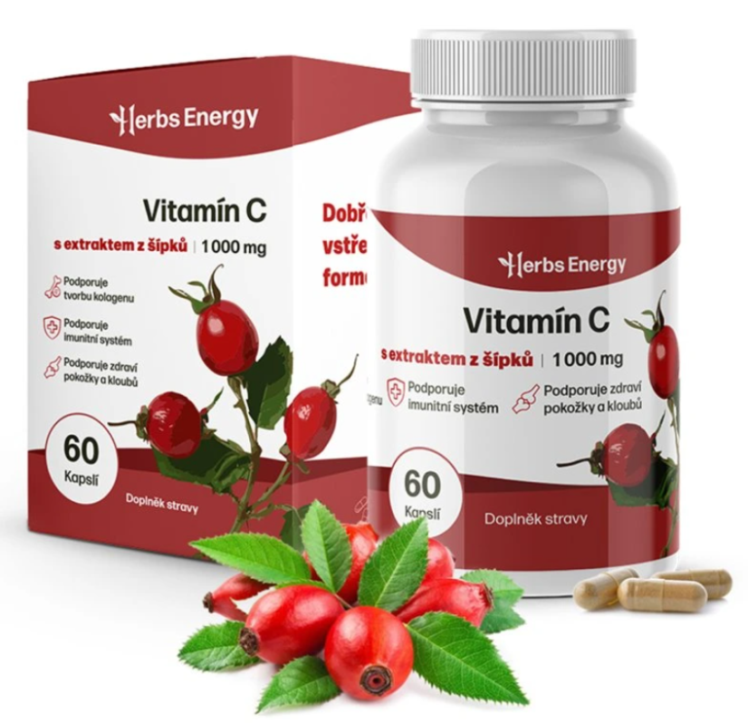 Vitamín C 1 000 mg + extrakt z šípku | 60 kapslí
