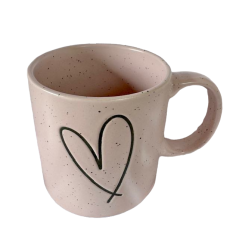 Keramický hrnek růžový se srdcem