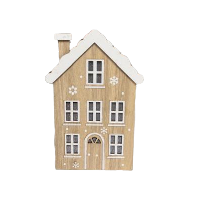 Dřevěný domeček s LED osvětlením 16cm