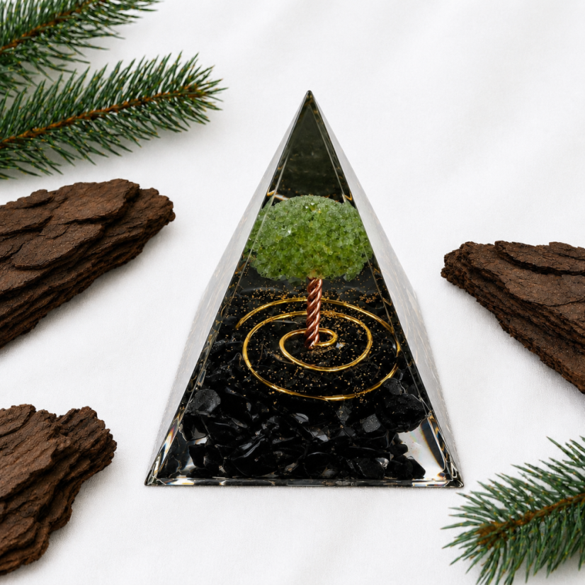 Orgonitová pyramida  RŮST DUŠE se stromem života a spirálou