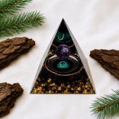 Orgonitová pyramida VÁHY s obsidiánem a ametystem