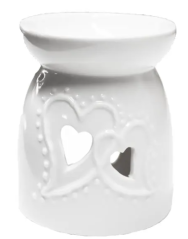 Aromalampa z porcelánu se srdíčky 12,5cm vysoká