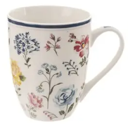 Porcelánový hrnek kvítí s modrým proužkem