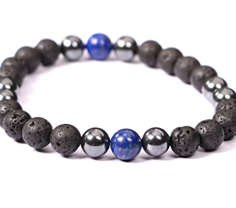 Pánský náramek | lapis lazuli, láva, hematit | 8mm
