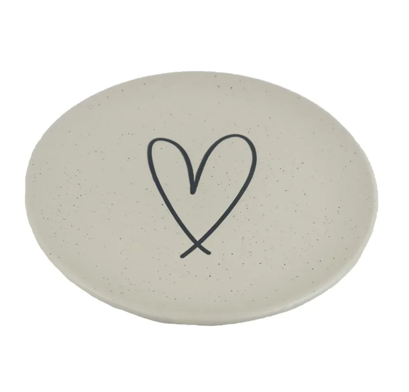 Keramický talíř krémový se srdcem
