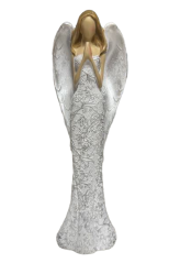 Stříbrný anděl s květovanými šaty 20cm