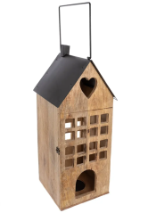 Lucerna dřevo/kov MANGO domek 66cm