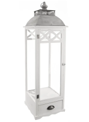 Lucerna dřevo/kov bílá velká 107cm