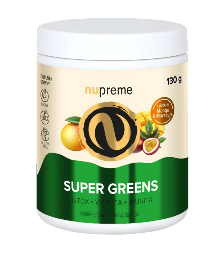 Super Greens BIO prášek s příchutí mango & maracuja | 130g