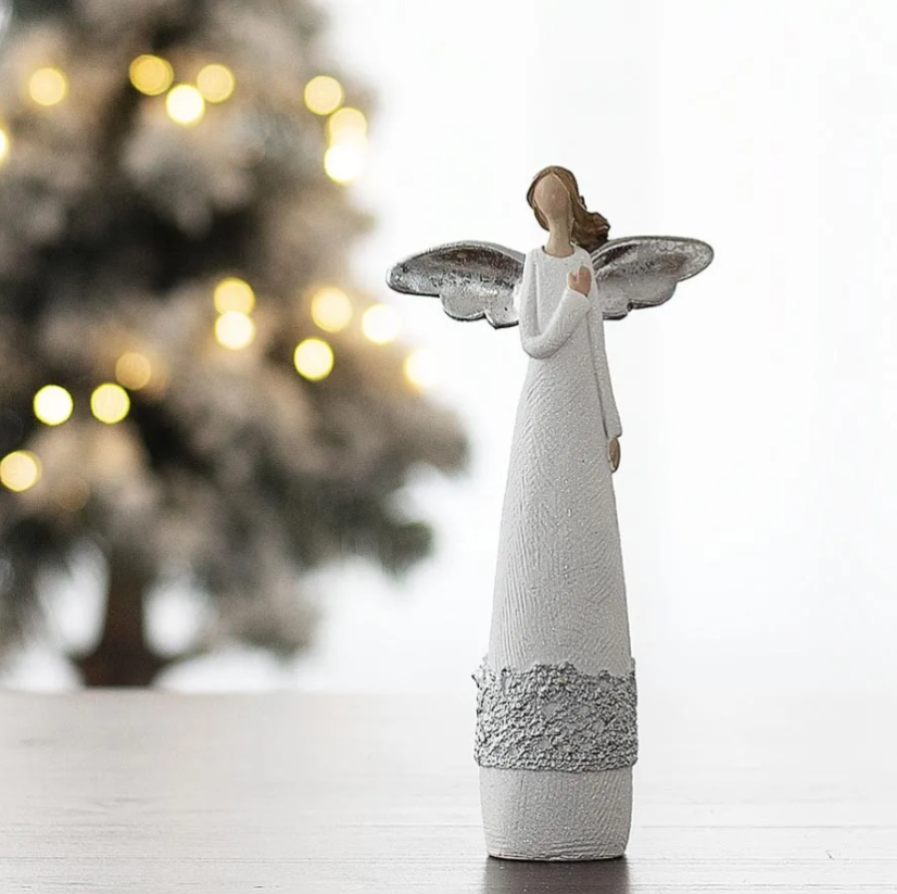 Anděl se stříbrnou krajkou 17cm