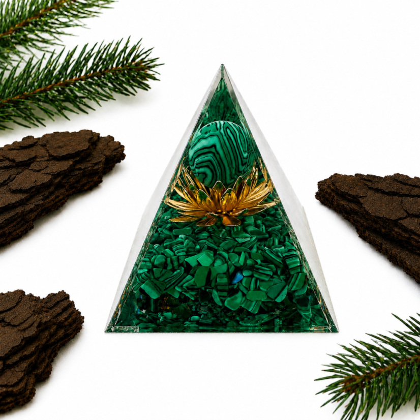 Orgonitová pyramida  LÁSKA K ŽIVOTU  s malachitem