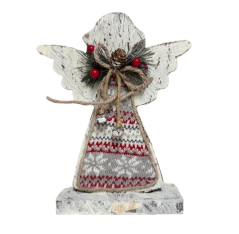 Vánoční dřevěný anděl s rolničkami 14cm