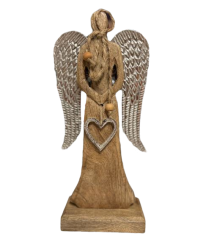 Dřevěný anděl s kovovými křídly 30cm
